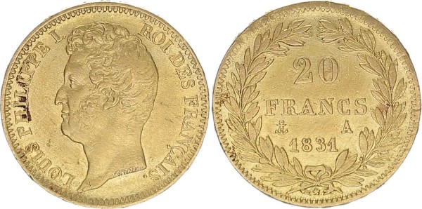 Frankreich 20 Francs 1831 - Louis Philippe,1830-1848