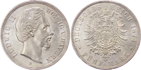 Bayern 5 Mark 1874 - Ludwig II.