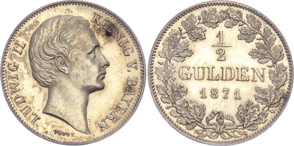 Bayern 1/2 Gulden 1871 - Ludwig II.