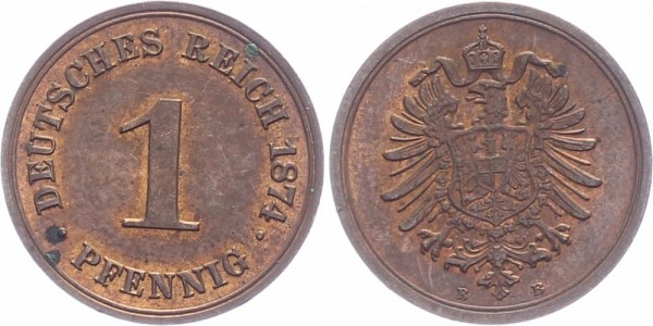 Kaiserreich 1 Pfennig 1874 B Kursmünze