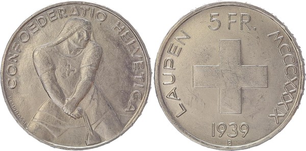 Schweiz 5 Franken 1939 B 600. Jahrestag der Schlacht bei Laupen