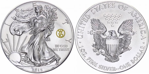 USA 1 Dollar 2015 - Eagle, Privy Mark W16, 1 Unze