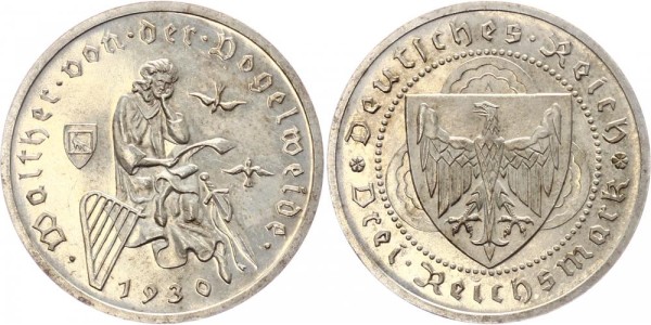 Weimarer Republik 3 Reichsmark 1930 - Vogelweide