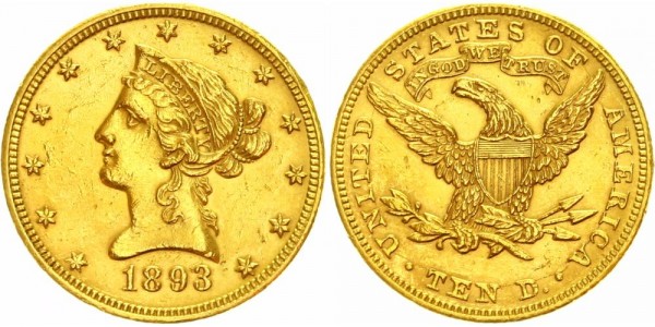 USA 10$ (10 Dollars) 1893 - Liberty Head