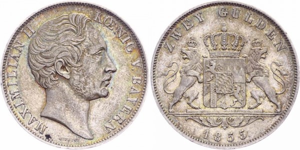 Bayern Doppelgulden (2 Gulden) 1855 - Maximilian II., 1848-1864