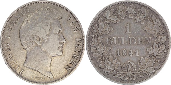 Bayern 1 Gulden 1841 D Ludwig I. 1825-1848