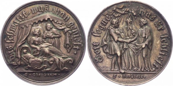 Deutschland Medaille o.J. Hochzeiten und ihre Jubiläen, (Chr. Wermuth).Priester traut Paar / Wöchner