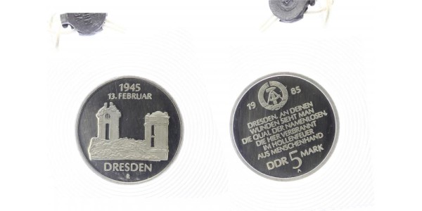 DDR 5 Mark 1985 - Zerstörung Dresdens