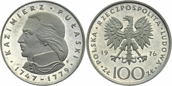 Polen 100 Zlotych 1976 - Kazimierz Pu?aski