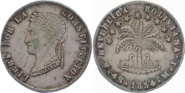 Bolivien 4 Soles 1854