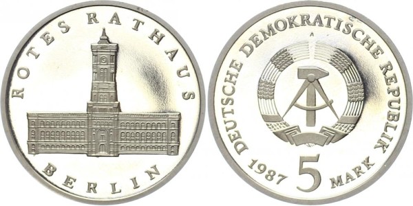 DDR 5 Mark 1987 - Rotes Rathaus