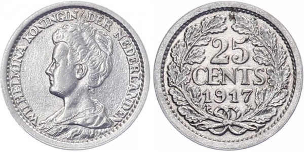 Niederlanden 25 cent 1917 - Kursmünze