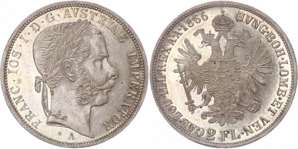 Österreich 2 Florin 1866 A Franz Josef