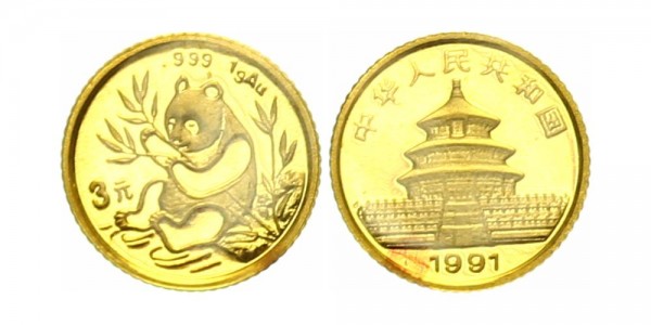 China 3 Yuan 1991 - Panda