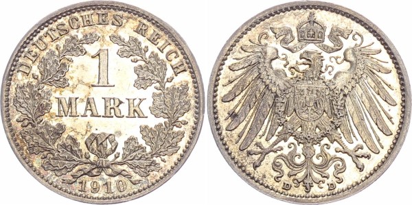 Kaiserreich 1 Mark 1910 D Kursmünze