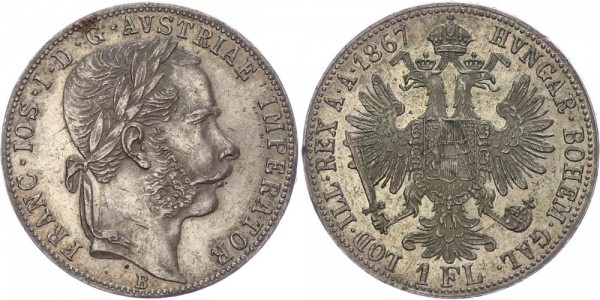 Österreich 1 Florin 1867 B Franz Josef