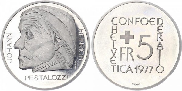 Schweiz 5 Franken 1977 - Pestalozzi