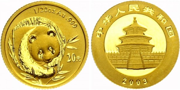 China 20 Yuan (1/20 Oz) 2003 - Panda