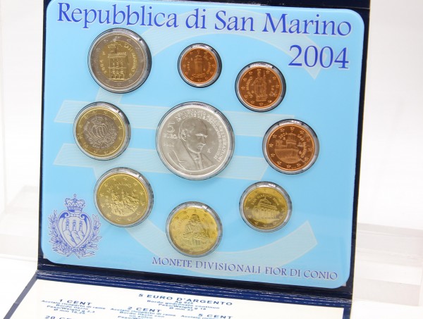 San Marino 3,88 € + 5 € 2004 Euro KMS, 5 € Silbermünze