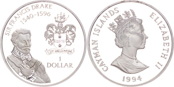 Cayman Islands 1 Dollar 1994 - Sir Francis Drake