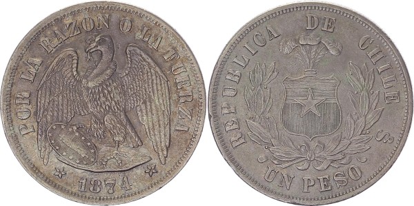 Chile 1 Peso 1874