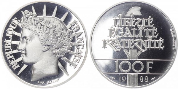 Frankreich 100 Francs 1988 - Brüderlichkeit