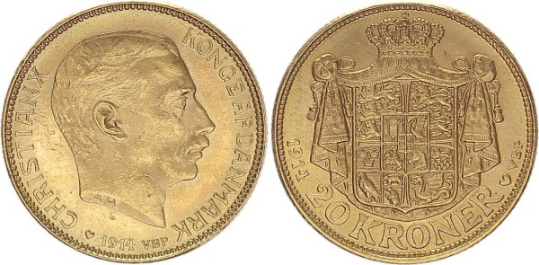 Dänemark 20 Kroner 1914 - Christian X., 1912-1947