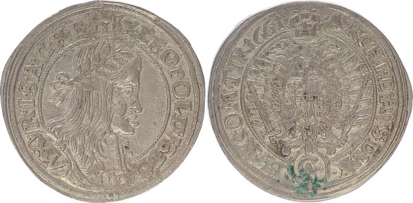 RDR Österreich XV Kreuzer 1661 CA Wien Leopold I., 1657-1705