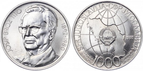 Jugoslavien 1000 Dinar 1980 - Titos Tod