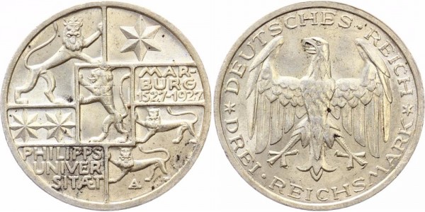 Weimarer Republik 3 Reichsmark 1927 - Uni Marburg