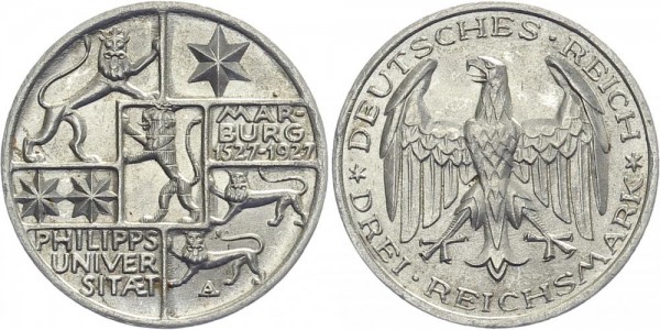 Weimarer Republik 3 Mark 1927 A Philipps-Universität Marburg