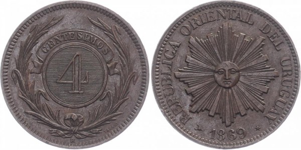 Uruguay 4 Centesimos 1869