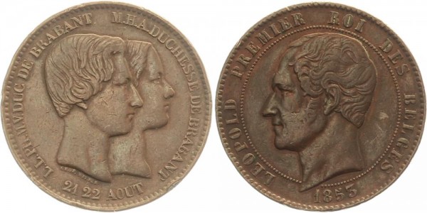 Belgien 10 centimès 1853 - Leopold I.