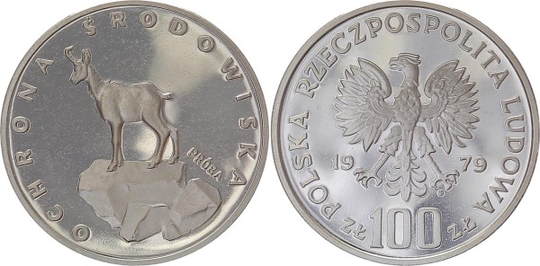 Polen 100 Zloty 1979 Umweltschutz Gams Probe