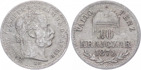 Österreich-Ungarn 10 Krajczar/Kreuzer 1875 KB Franz Josef