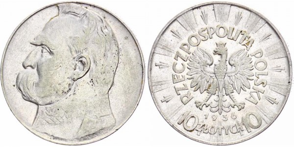 Polen 10 Zlotych 1936 - Pilsudski