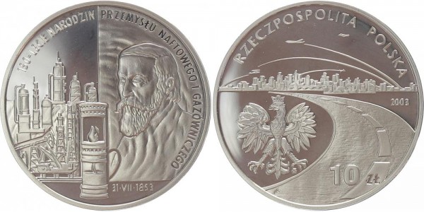 Polen 10 Zloty 2003 - 150. Jahrestag der Gas- und Ölindustrie