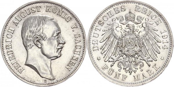Sachsen 5 Mark 1914 - Friedrich August III. 1904-1918