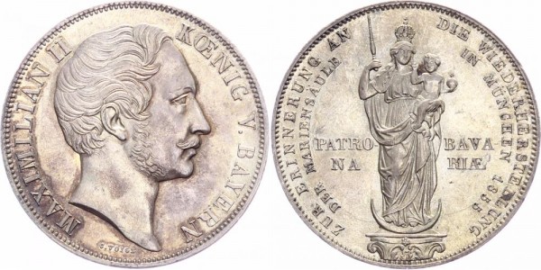Bayern Doppelgulden (2 Gulden) 1855 - Mariensäule, Maximilian II.