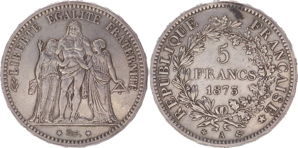 Frankreich 5 Francs 1873 A Hercule