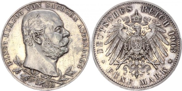 Sachsen-Altenburg 5 Mark 1903 - Ernst(1853-1908) - 50jähriges Regierungsjubiläum