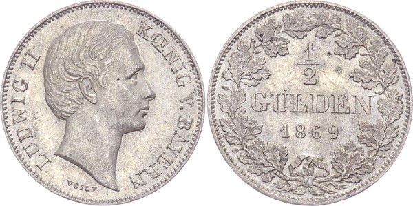 Bayern 1/2 Gulden 1869 - Ludwig II.
