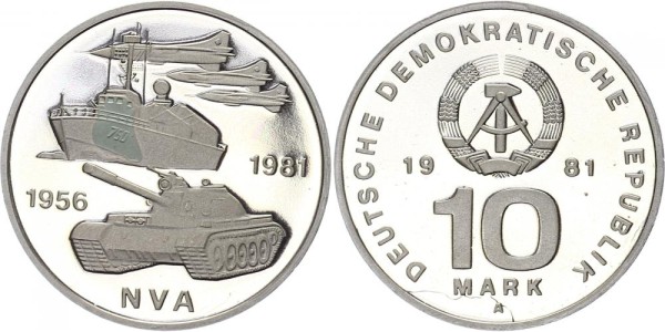DDR 10 Mark 1981 - 25 Jahre Volksarmee, NVA