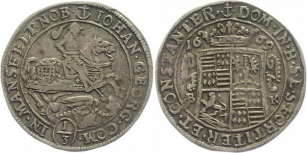 Mansfeld 1/3 Taler 1669 Eisleben Johann Georg III.