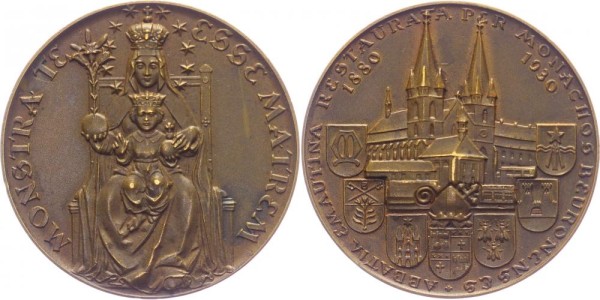 Tschechoslowakei Medaille 1930 Prag 50. Jubiläum der Wiederbesiedlung des Klosters durch Benediktine