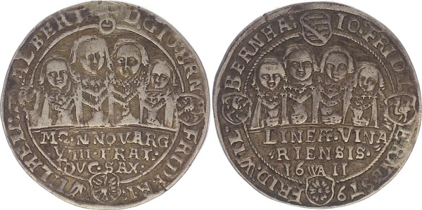 Sachsen-Alt-Weimer 1/4 Taler 1611 WA (Saalfeld) Johann Ernst I. und seine sieben Brüder, 1605 - 1619