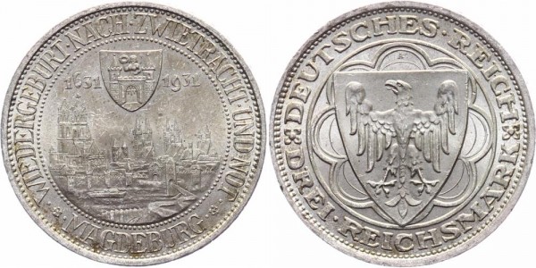 Weimarer Republik 3 Reichsmark 1931 A Magdeburg
