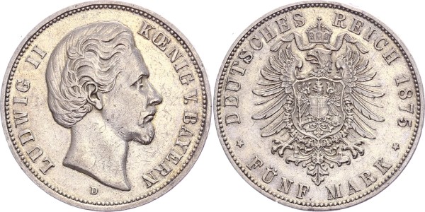 Bayern 5 Mark 1875 - Ludwig II.