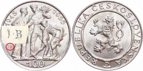 Tschechoslowakei 100 Kronen 1955 - Variante 10 Jahre Befreiung von Deutschland