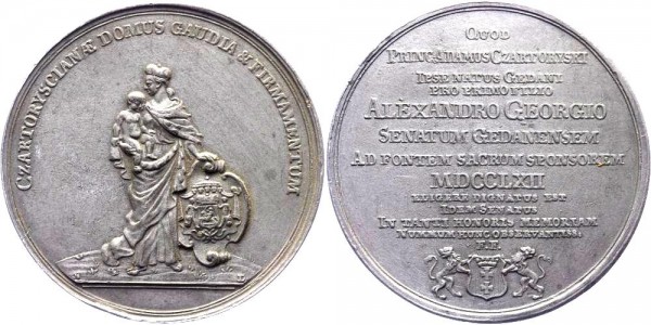 Danzig, Polen Medaille 1762 - Geburt von Alexander Georg, erster Sohn des Fürsten Adam Czartoryski